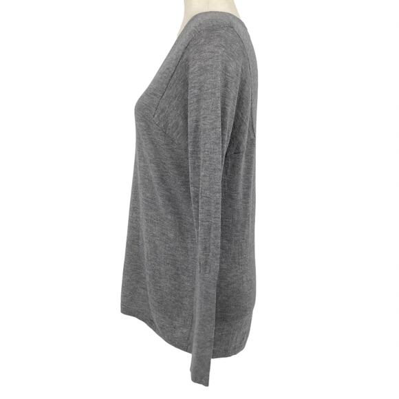 TROUVE Angora Rabbit Hair Blend V Neck Lightweight Oversized Sweater Gray XS - Picture 3 of 6